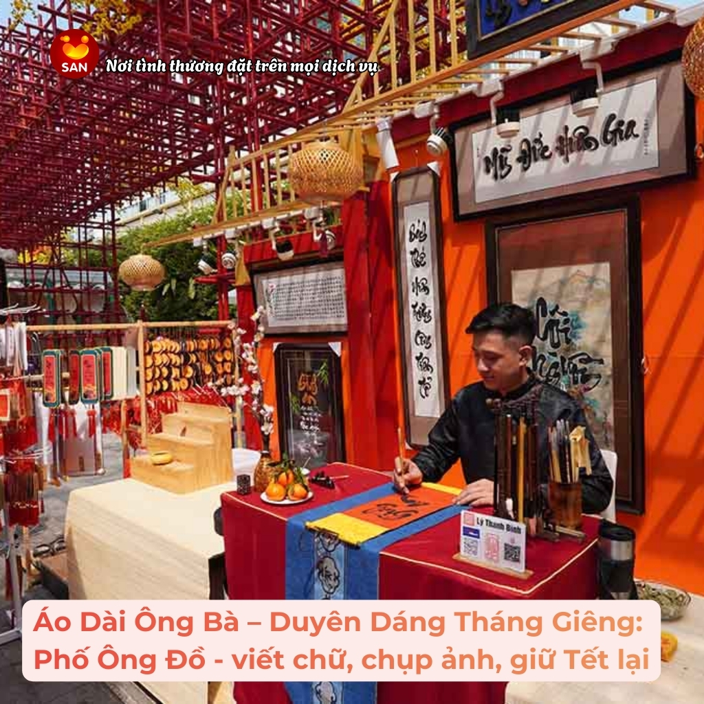 Áo Dài Ông Bà – Duyên Dáng Tháng Giêng_ Phố Ông Đồ - viết chữ, chụp ảnh, giữ Tết lại